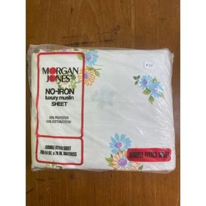 DEADSTOCK Morgan Jones Double Fitted Sheet White Floral